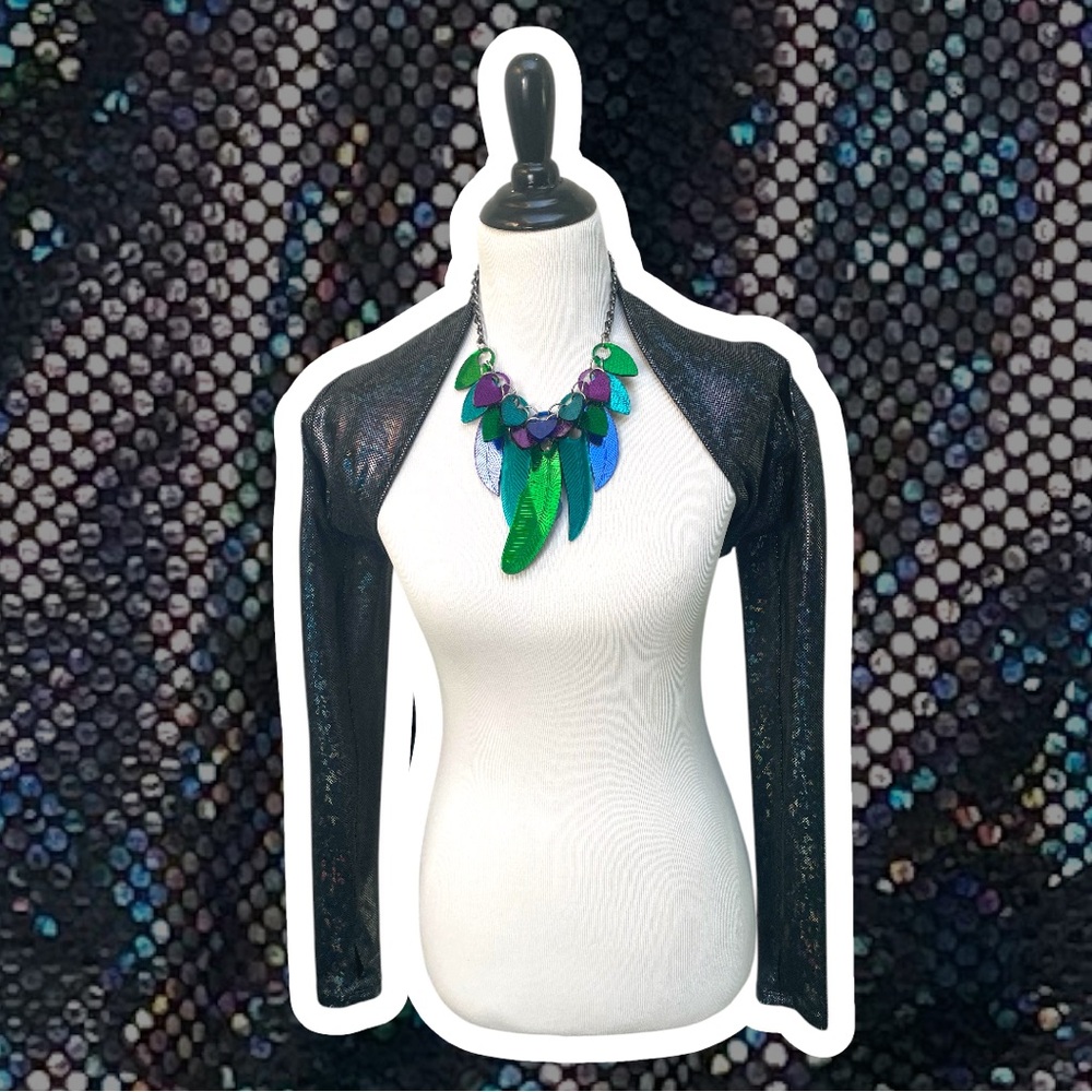 Sea Dragon Studio Black holographic stretch rave shrug